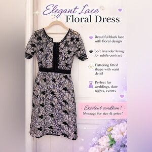 Elegant Black Lace Floral Dress